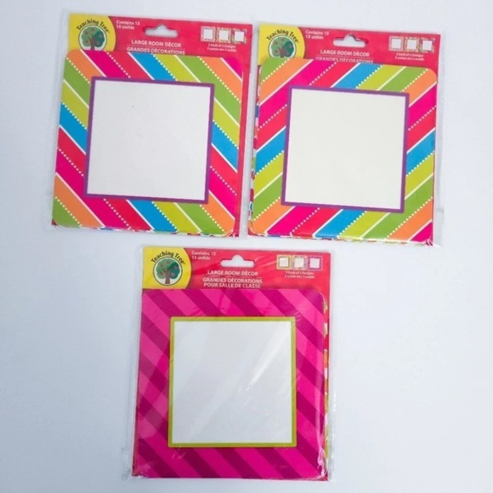 NWT‎ Teaching Tree Bright Dots & Stripes Blank Square Wall Decor (Set of 45)